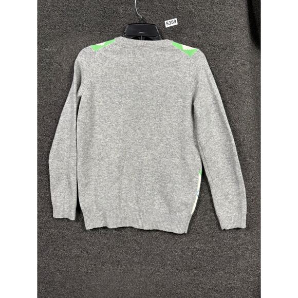 GAP Women's Retro Argyle Wool Blend V-Neck Knit Sweater Womens Sz S Petite Gray - Picture 2 of 7